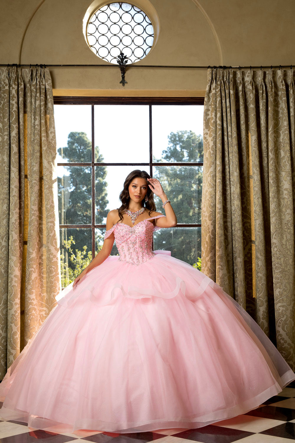 Beaded Bodice with Layered Quince Dress Bellissimas Bridal & Quinceanera Boutique Beaded Bodice with Layered Quince Dress Bellissimas Bridal & Quinceanera Boutique