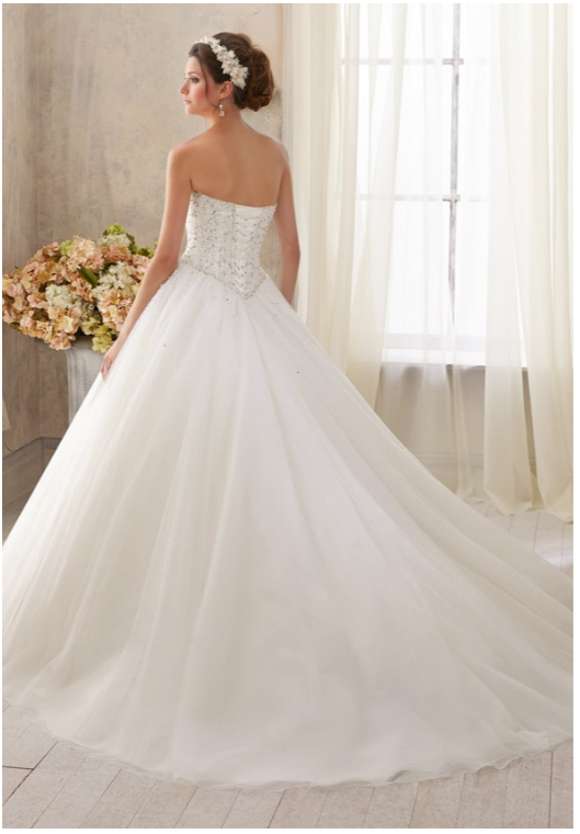 Sparkling Crystal Beading on Tulle Dress - Ivory/Silver