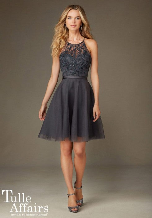 Hi Neck Short Bridesmaid Dress