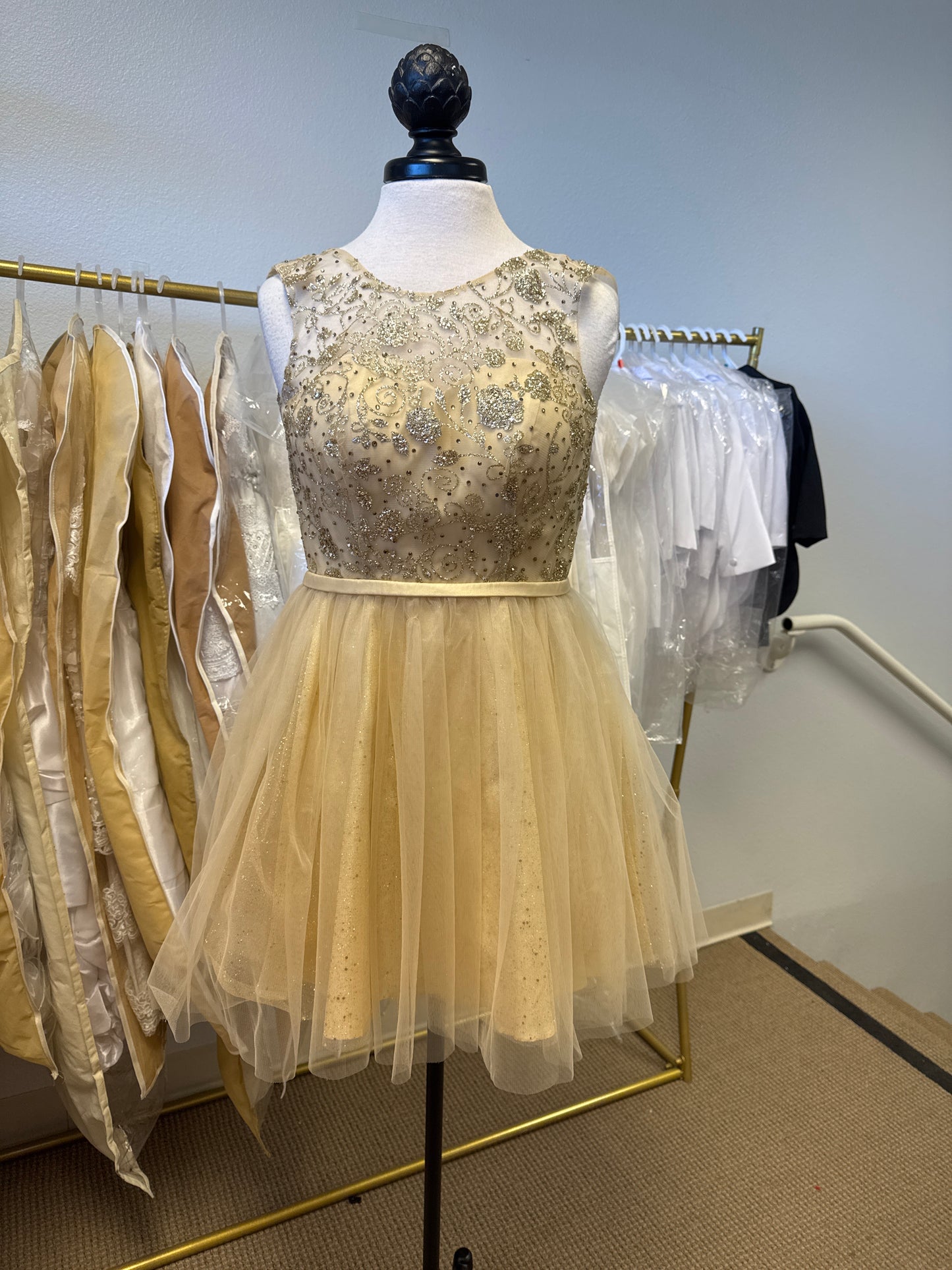 Glitter Short Dress w/Tulle Skirt