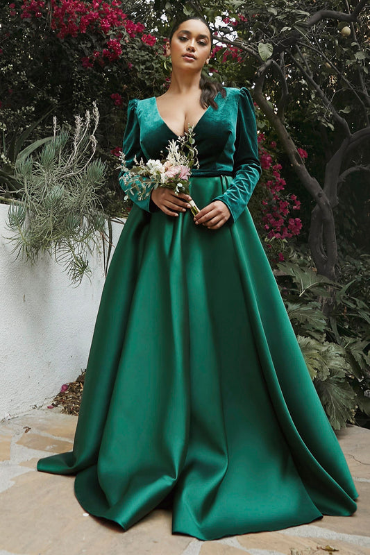 LADIVINE BALL GOWN WITH LONG SLEEVES - CURVE