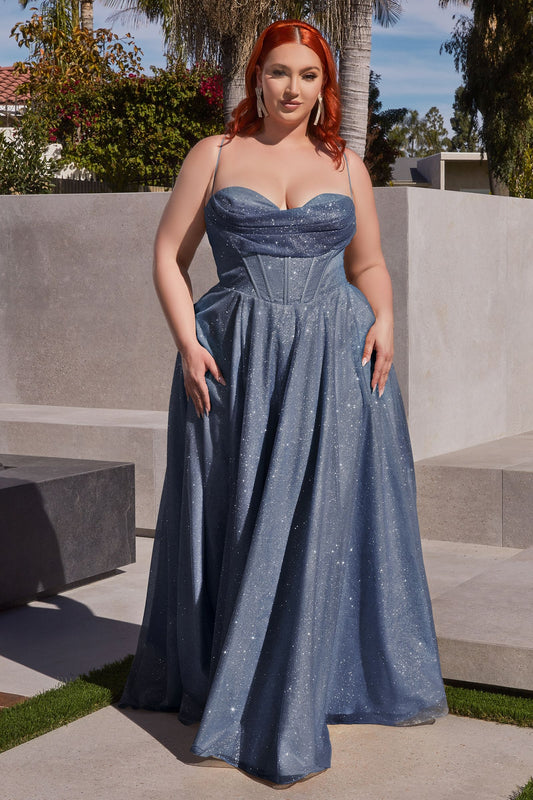 LADIVINE GLITTER A-LINE GOWN - CURVE